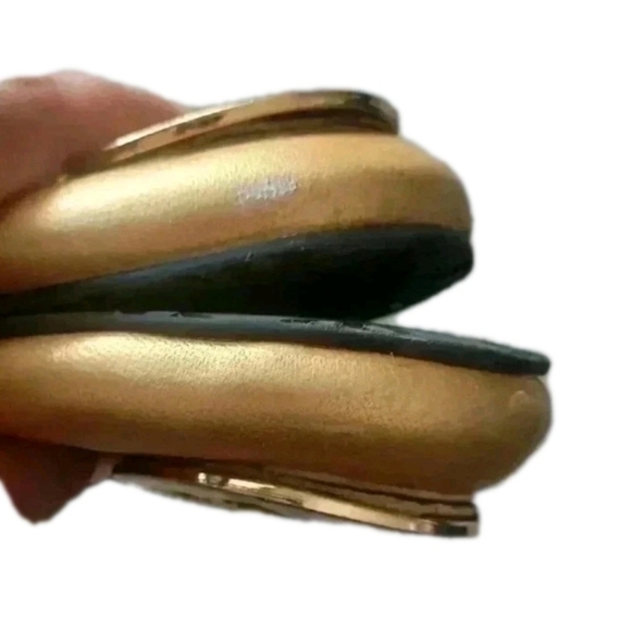 Tory Burch Womens Reva Metallic Gold Leather Ballerina RARE Statement Flats 9.5 - Picture 5 of 15